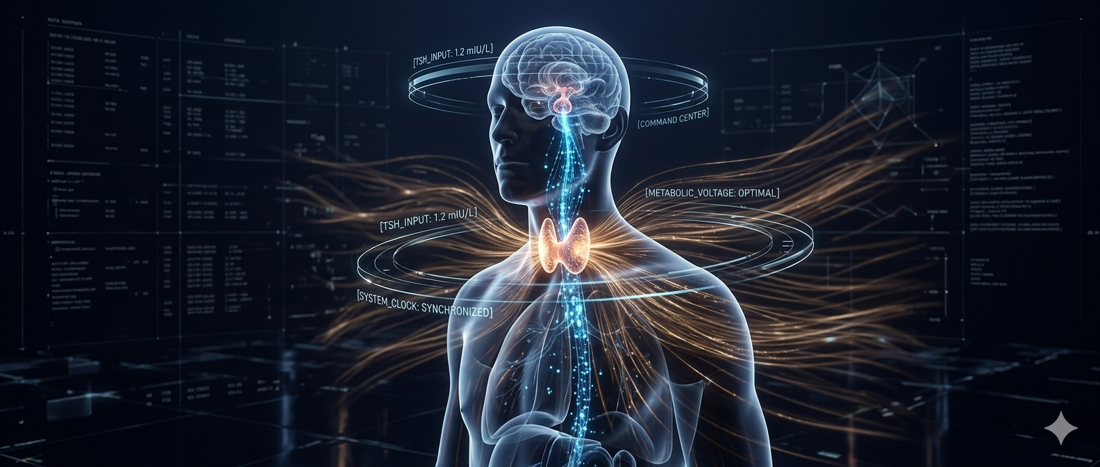 3D visualization of the feedback loop between the pituitary gland and the thyroid.